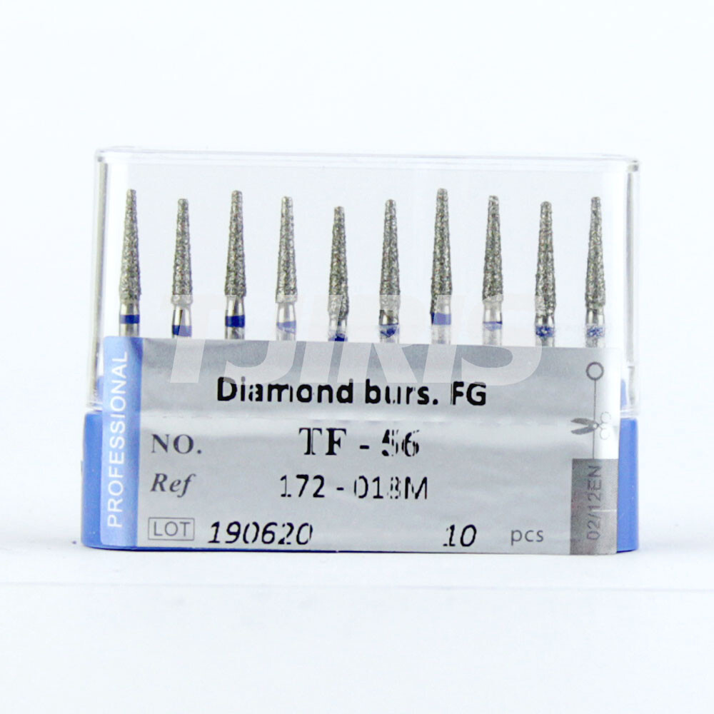 10pcs Dental Diamond Burs FG Flat End Cone/Taper Standard Grit High Speed