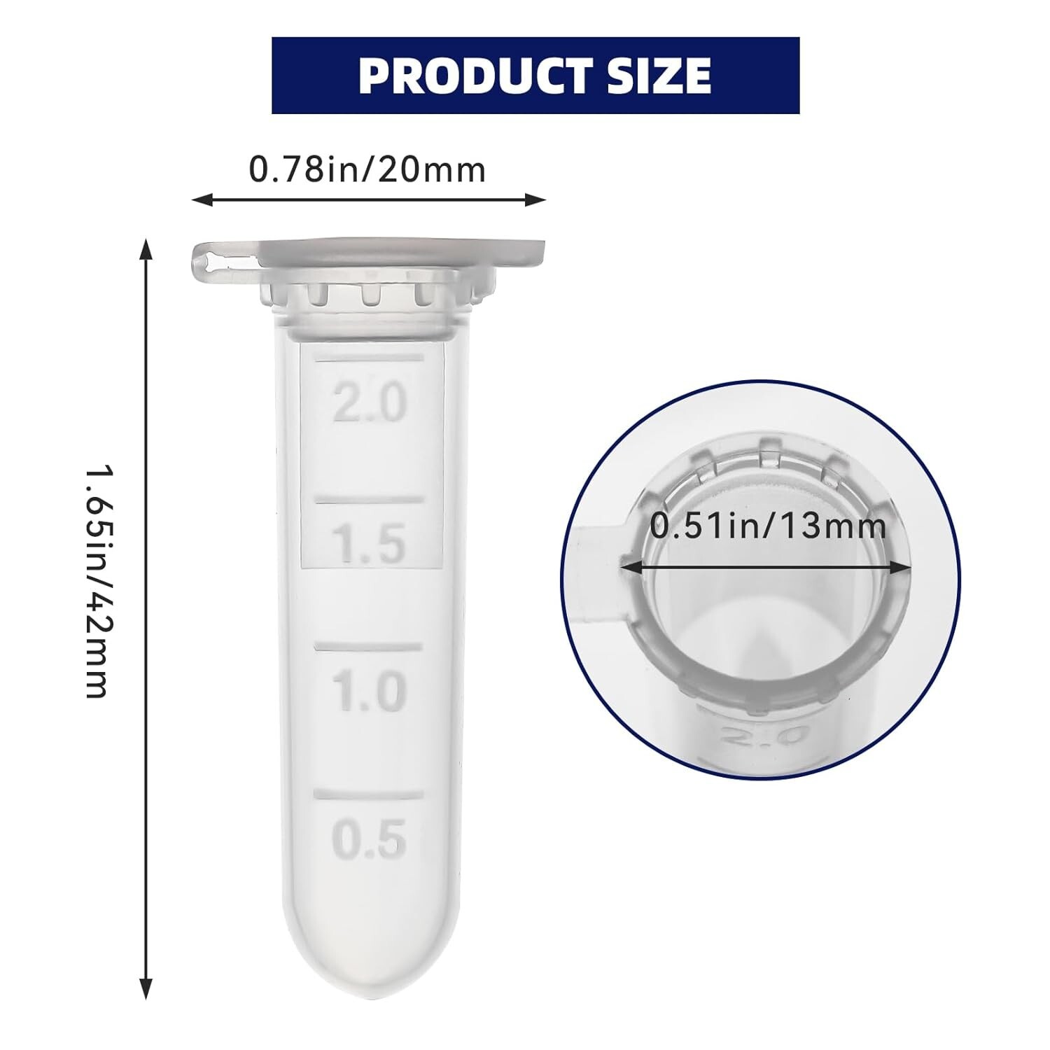 500Pcs Microcentrifuge Tubes 2ML Snap Cap Polypropylene Graduated Scientific