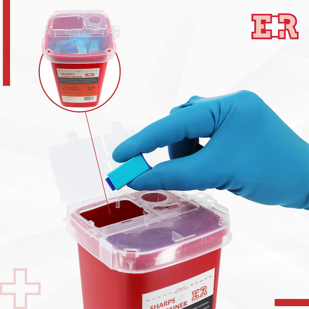 Ever Ready EVR202 Sharps Container Waste Disposal 1 Quarts / 32oz – RED 6PCS