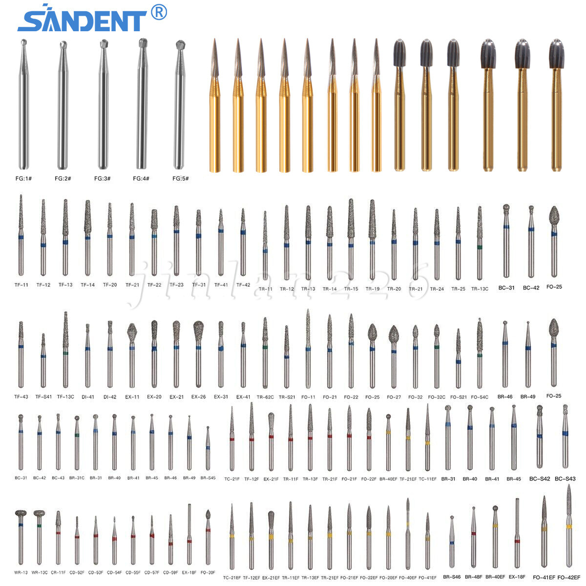 SANDENT Dental FG Burs Diamond Tungsten Carbide Drill for High Speed Handpiece