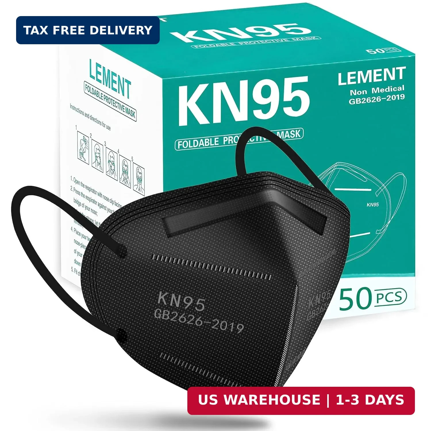 KN95 Face Masks 100 Pack 5-Ply Breathable Cup Dust Disposable Masks For Adults