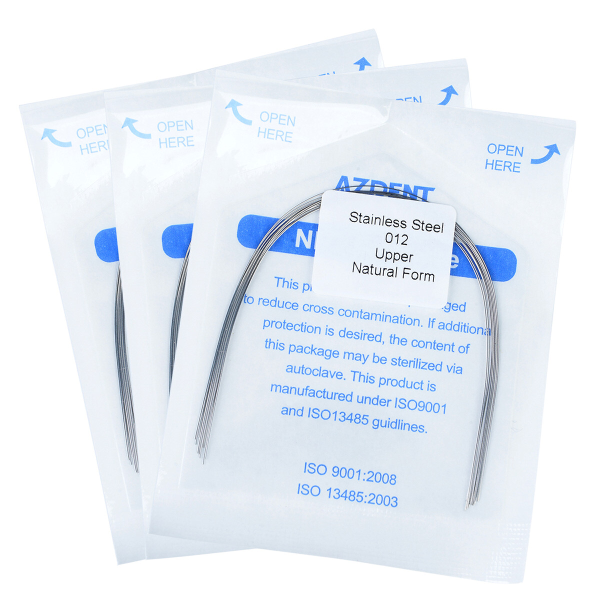 10 Packs AZDENT Dental Orthodontic Arch Wires Stainless Steel Round Natural Form