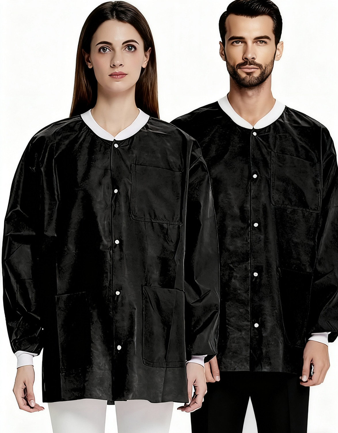 Pack of 10 Disposable Lab Jackets, Unisex Hip-Length Lab Coats 45gsm M-2XL