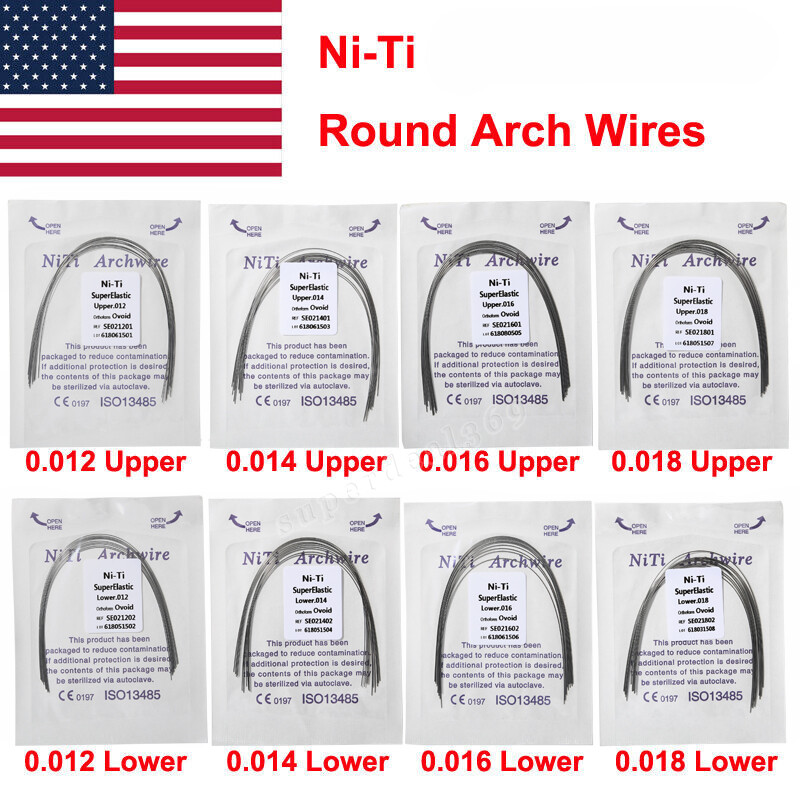 100 packs Dental Orthodontic Super Elastic Niti Round Arch Wires Upper/Lower US
