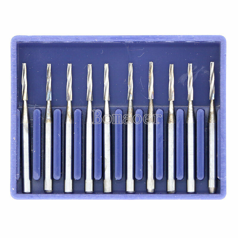 NEW 10Pcs Dental Lab Carbide Burs Drills FG169L# Tapered Fissure High Speed Bur
