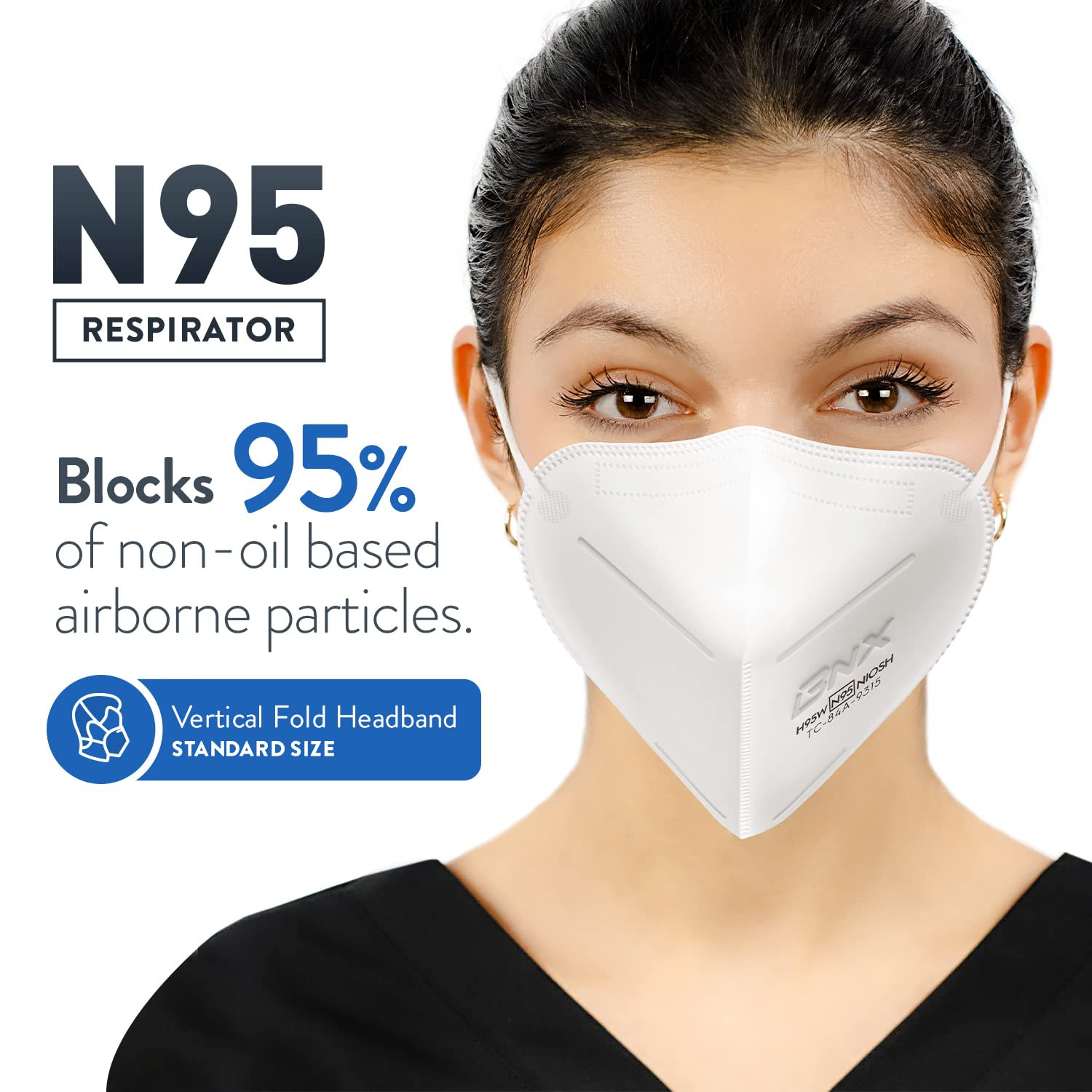 BNX N95 Mask NIOSH Certified MADE in USA Particulate Respirator Protective Face