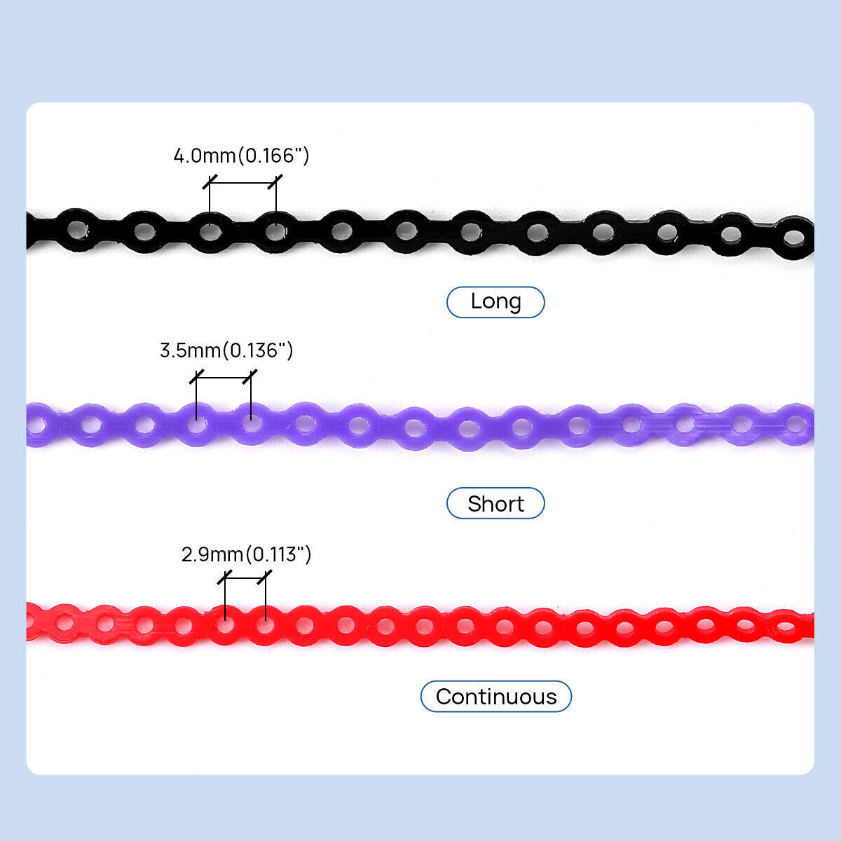 Ortodoncia pulsera de cadena de potencia de Goma elástica corta / larga / cercan