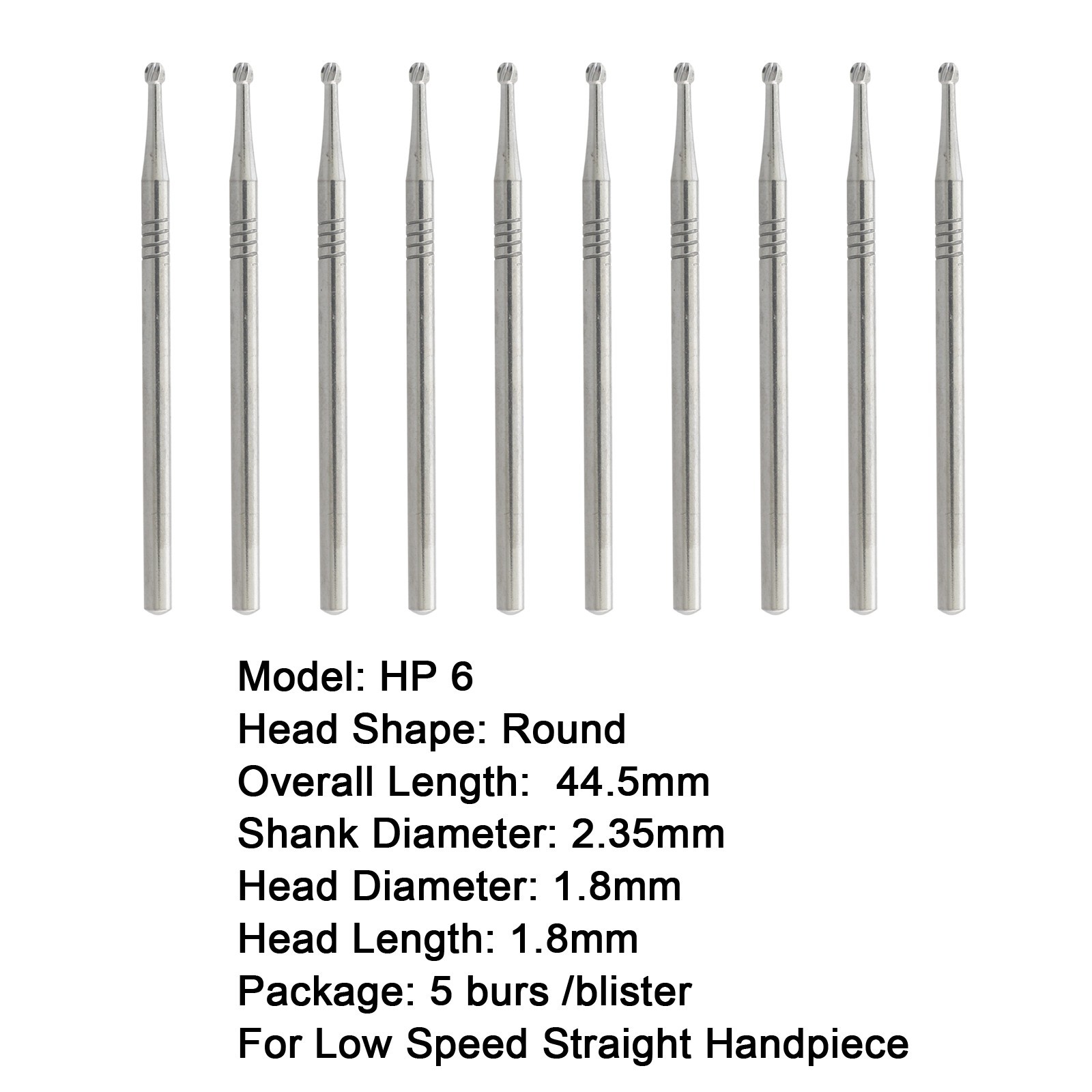 Wave Dental HP Burs Carbide Round HP 1/4 6 8 Long Straight Low Speed Bur 44.5m