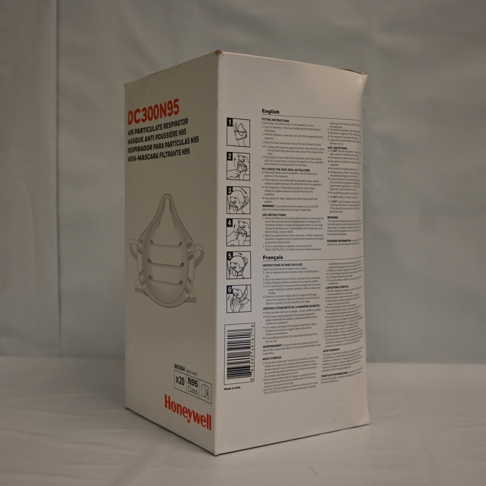Honeywell N95 Particulate Respirators, 20 Face Mask Pack – DC300N95