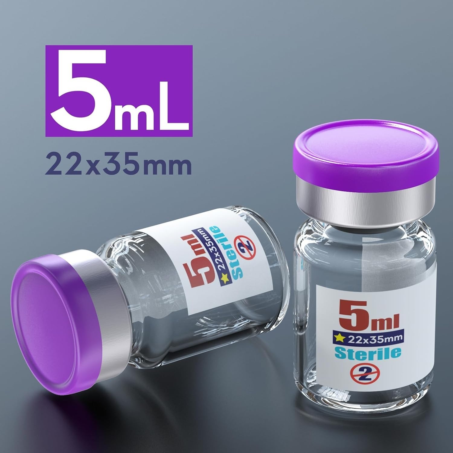 Pack of 10 Leak-Proof 5ml Sterile Vials with Aluminum Flip Cap for Laboratories