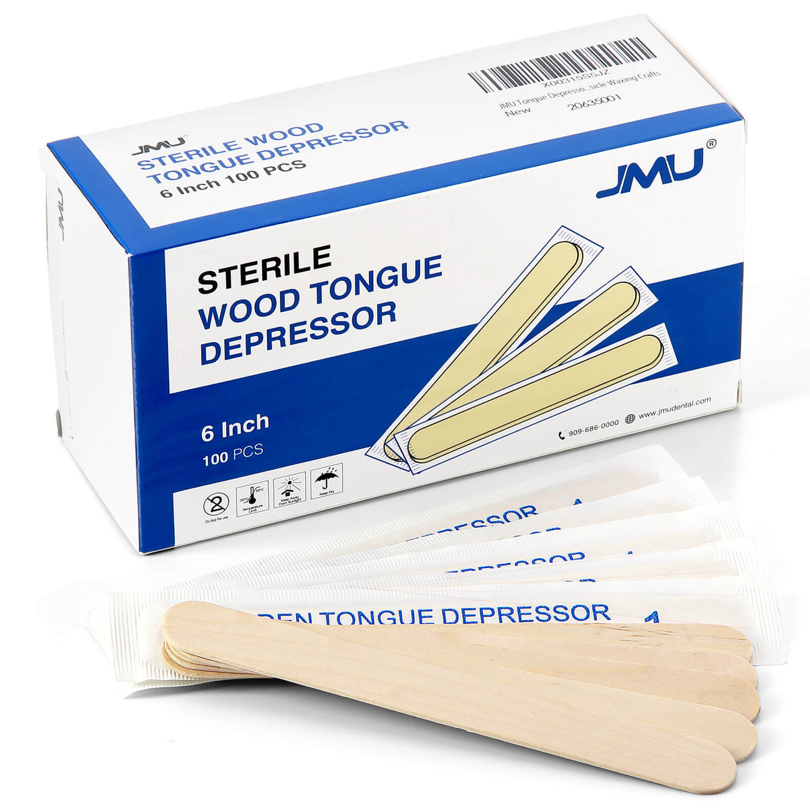JMU Wooden Sterile Tongue Depressors Sticks 6” Senior Craft Tattoo Sticks 5000