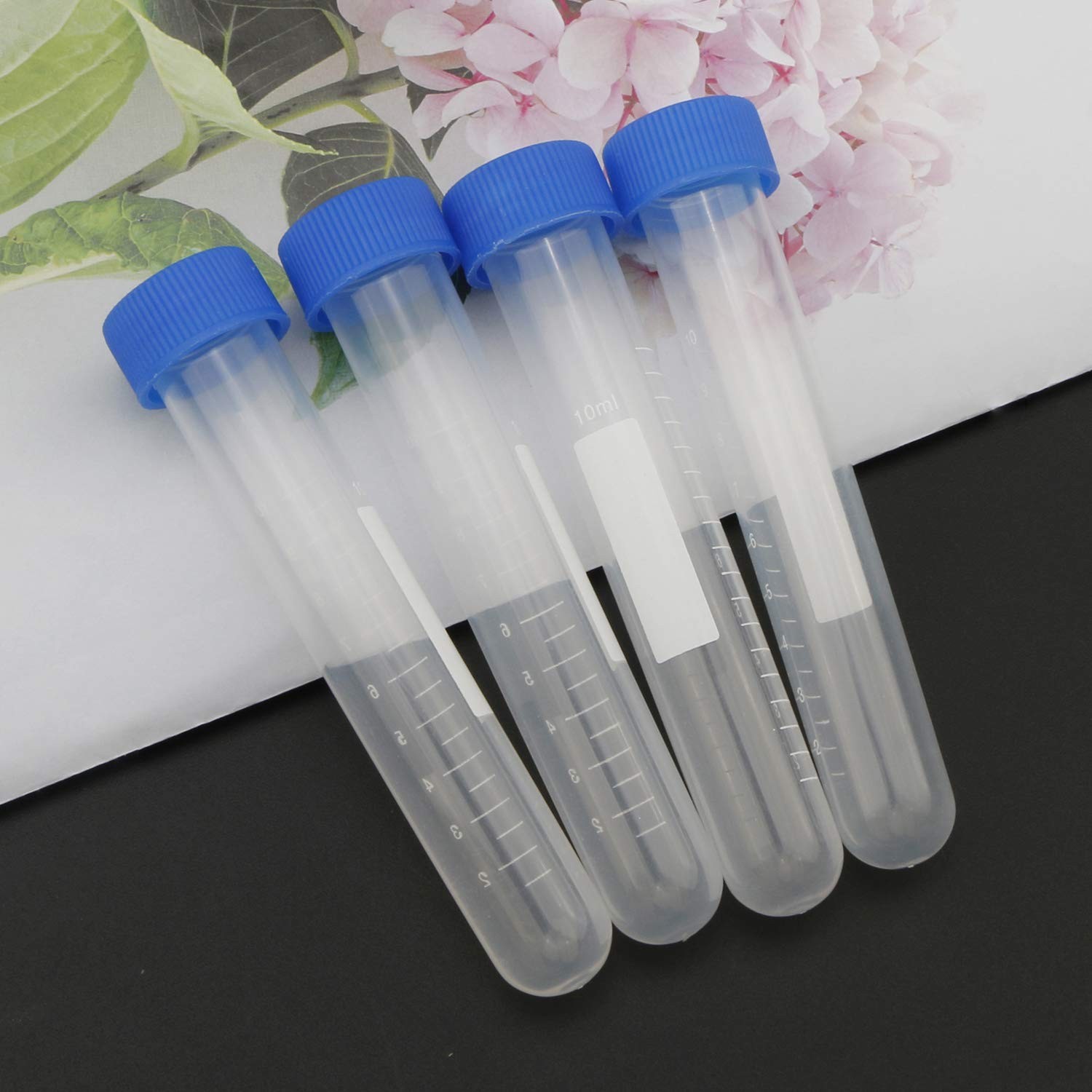 Kesell Centrifuge Tubes Round Bottom Screw Cap Plastic Test Tube Vials 10ml…
