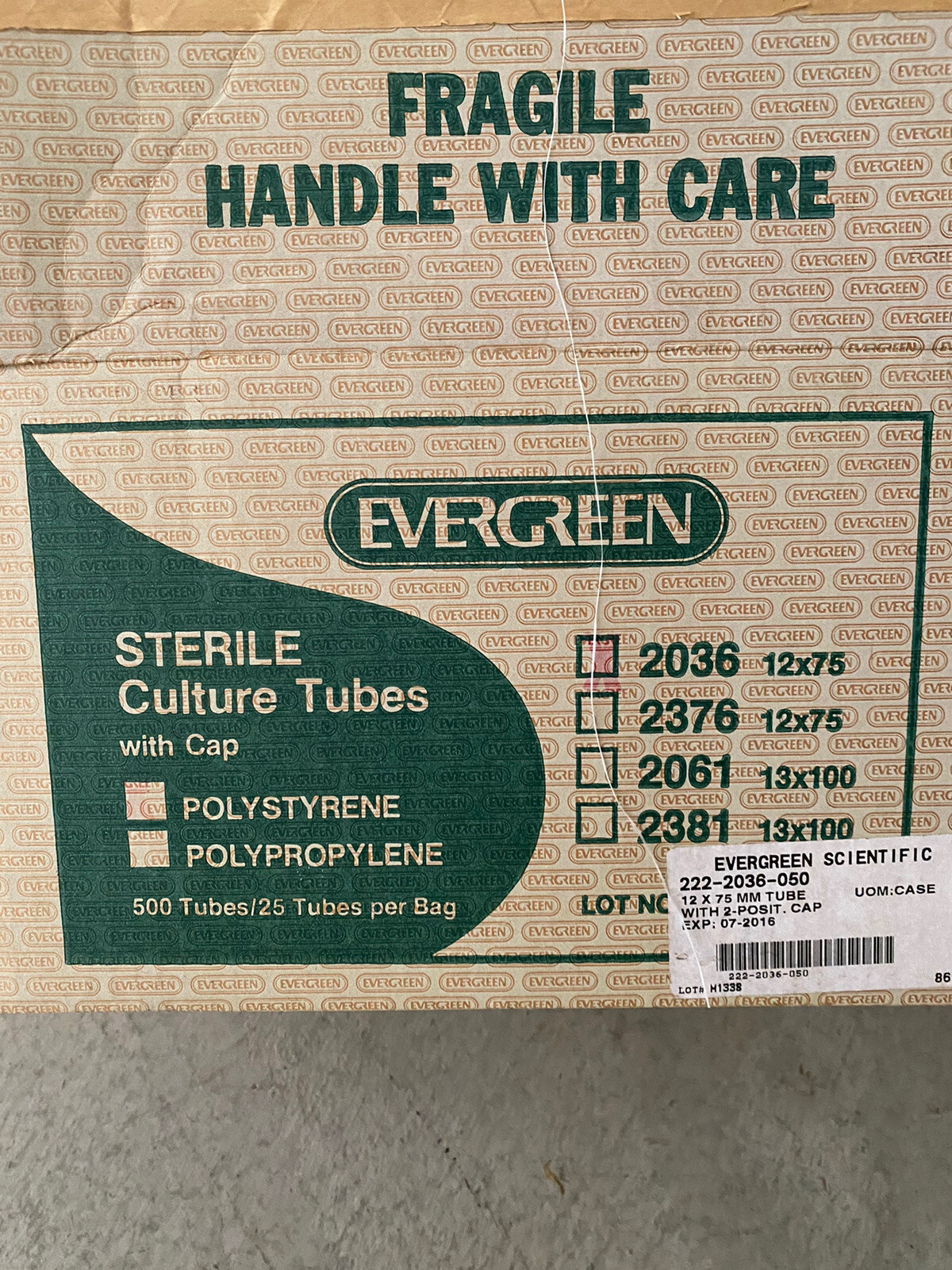 New 5 mL polystyrene culture tubes with caps, sterile, 25 tubes per bag, 12x75mm