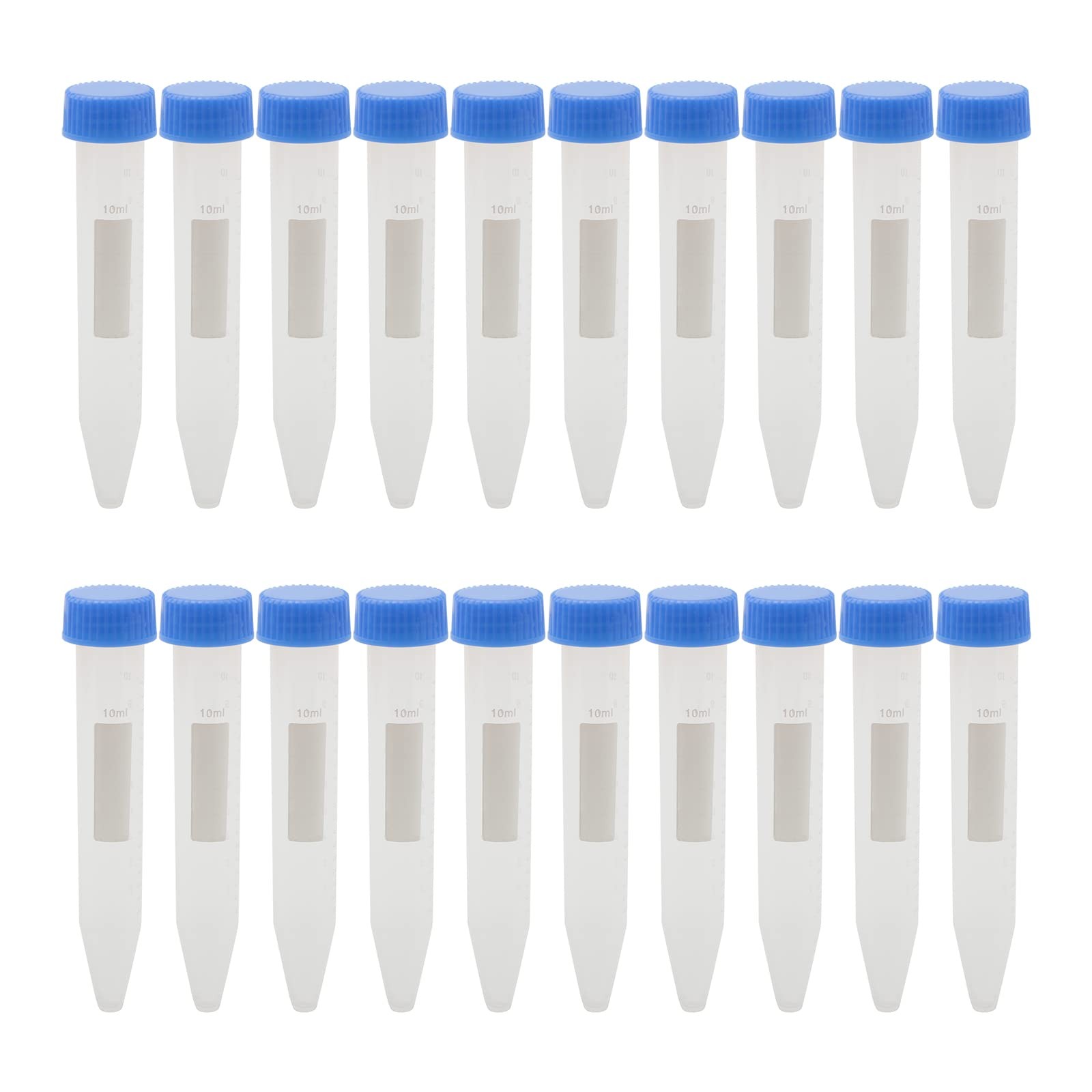 20-Pack 10ml Conical Centrifuge Tube with Blue Screw Cap Clear Graduation