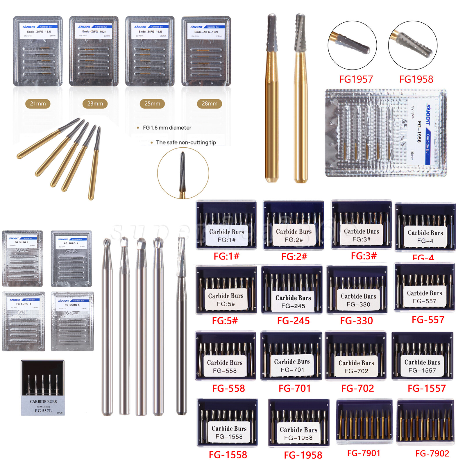 1-10 packs Dental Surgical Tungsten Carbide Burs Endo-Z FG SURG Bur 19mm-25mm ty
