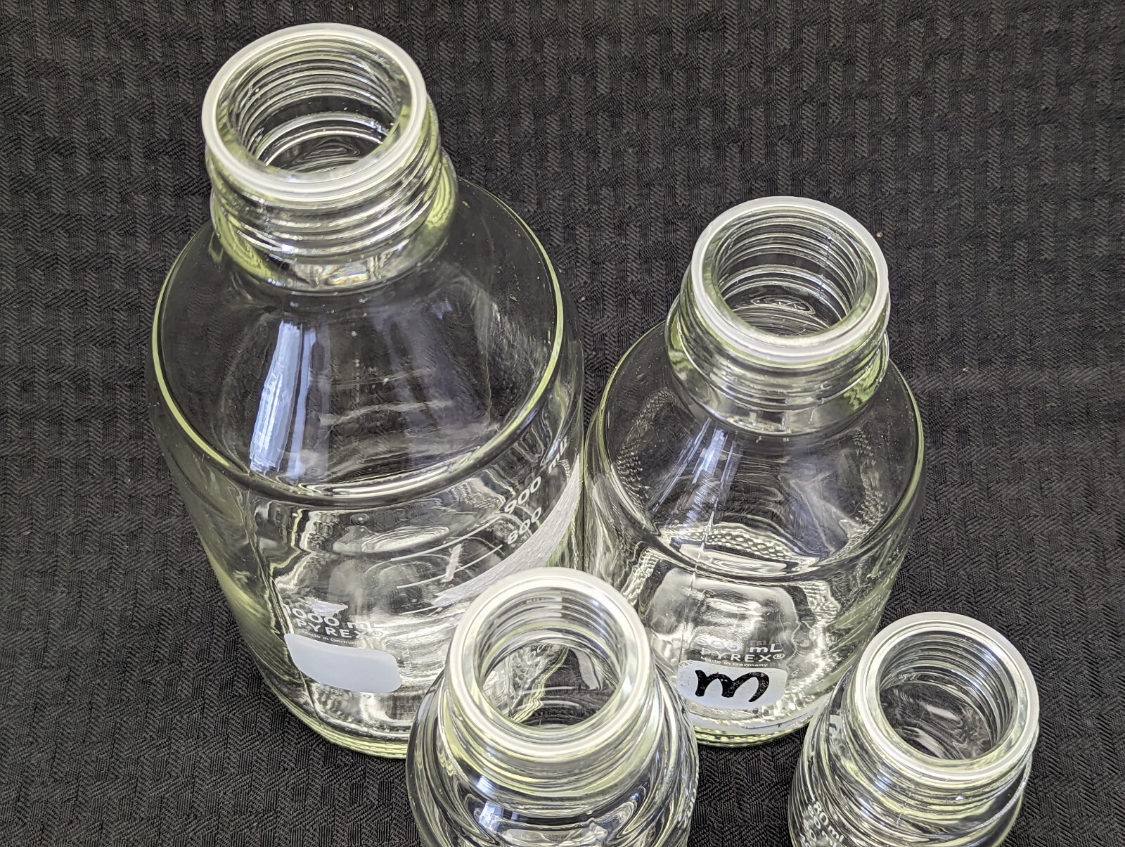 (4/pk) Lab Glass GL-45 100mL, 250mL, 500mL, 1000mL Reagent Media Storage Bottles