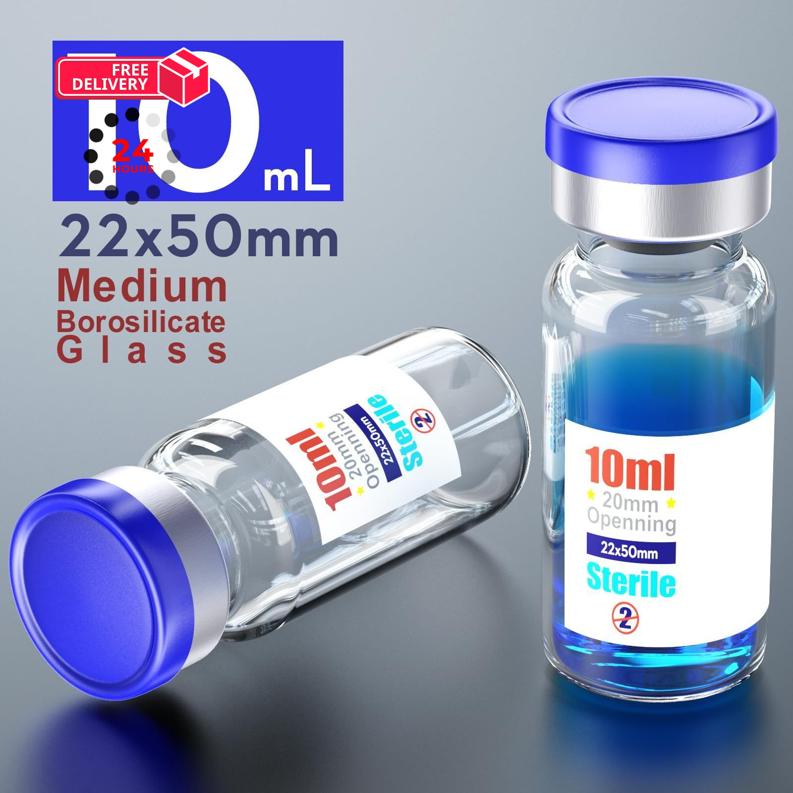 Ks-Tek Sterile Empty Vials with Self Healing Injection 10 ml, Transparent