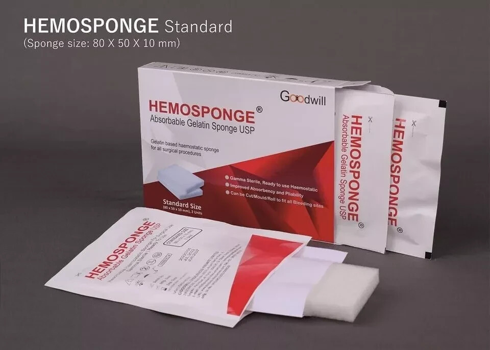 10 x HEMOSPONGE Absorbable Gelatin USP Sterile Sponge 2pcs Pack SIZE #80x50x10mm