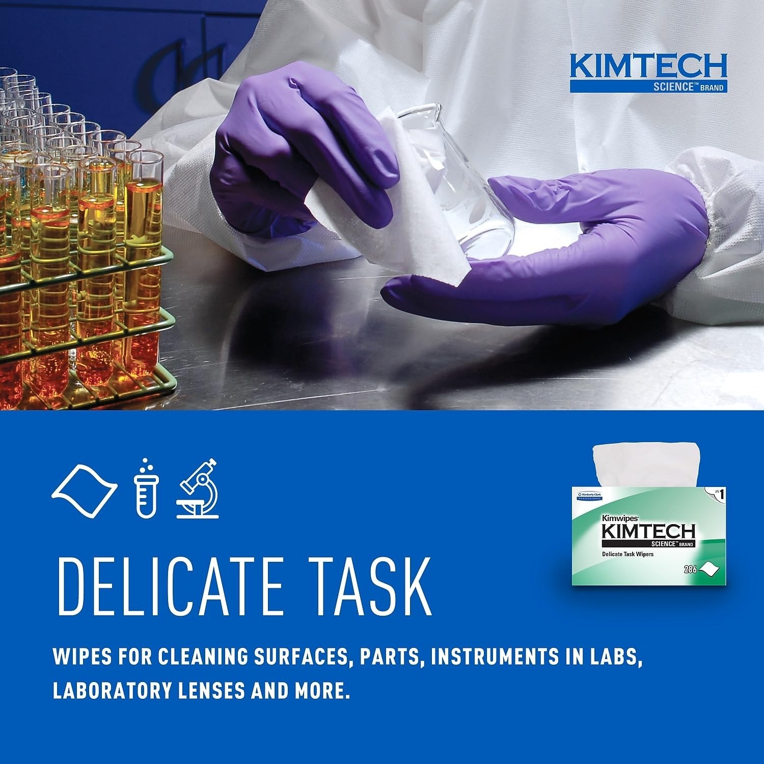1-Ply Unscented Kimwipes – Light-Duty Wipers for Labs, 286 Efficient Dispensing