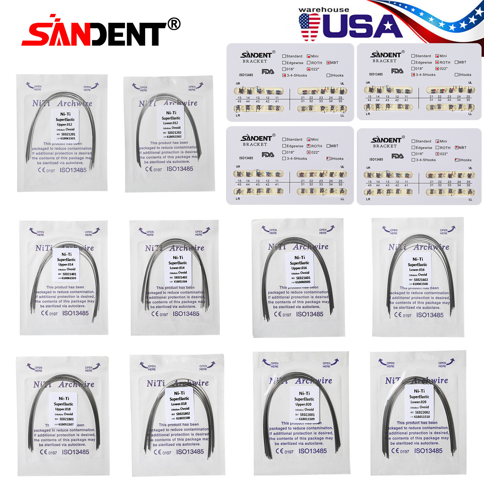 10 Packs SKYSEA Dental Orthodontic Arch Wire Super Elastic Niti Round Ovoid Form