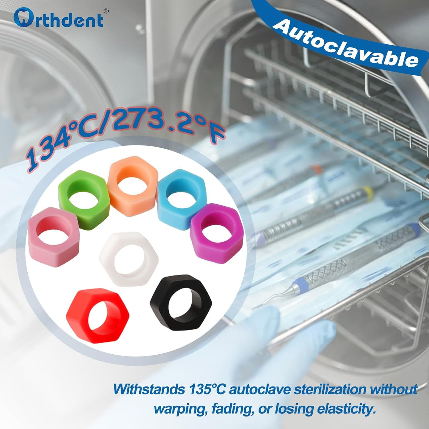 100Pcs Multi-Color Orthodontic Silicone Code Rings for Dental Instruments