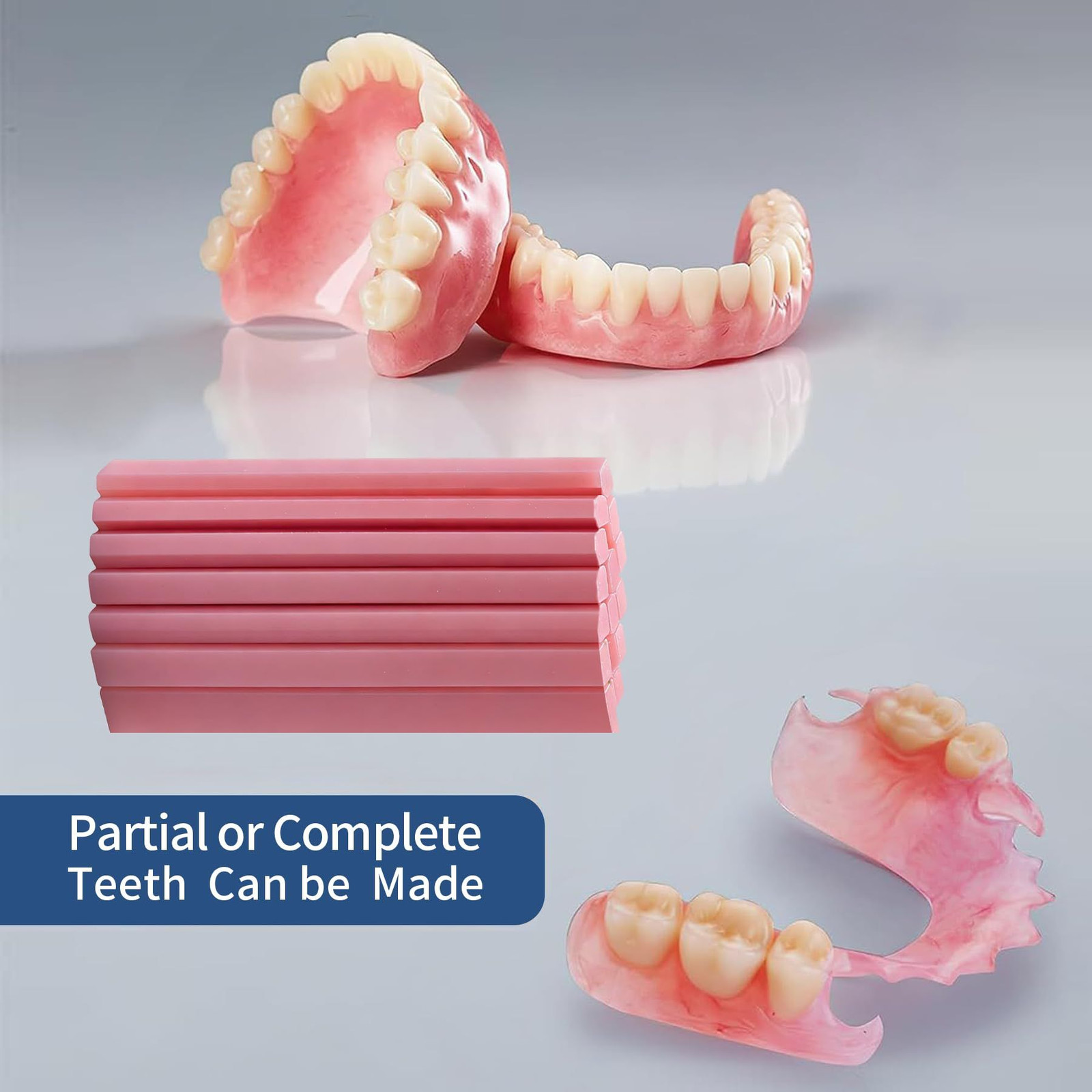 Upper & Lower Denture Reline Kit – Refit and Tighten Loose Dentures for Pink