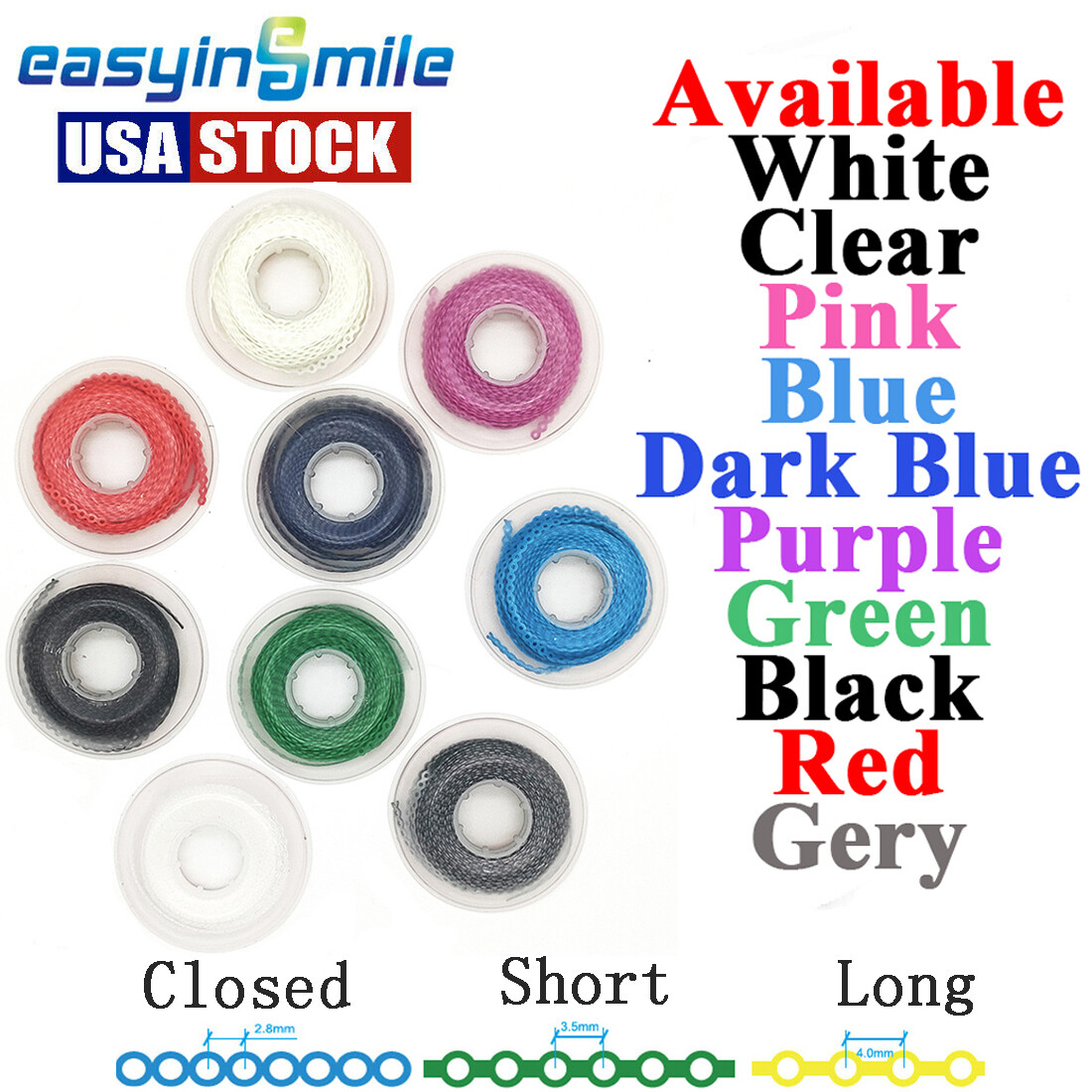 Orthodontic Elastic Power Chains Dental Braces Band Short/Long/Closed