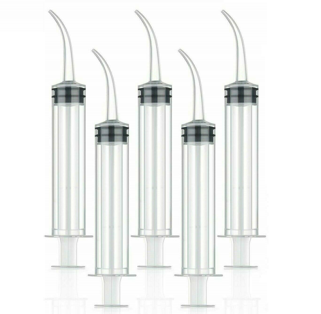 100 Pack 12cc Oral Dental Syringes Monoject Style Disposable Plastic Curved Tip