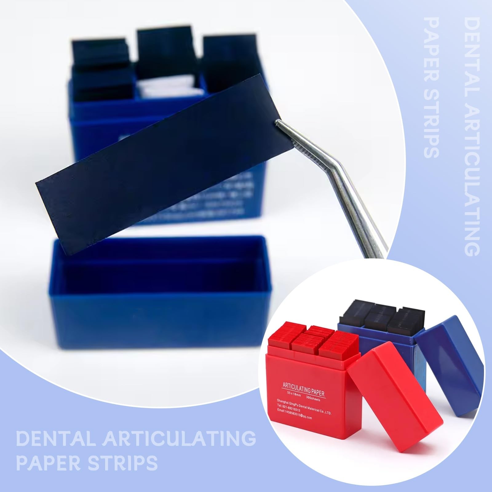 300 Sheets Dental Articulating Paper Strips, 55x18mm – Thin Blue Color