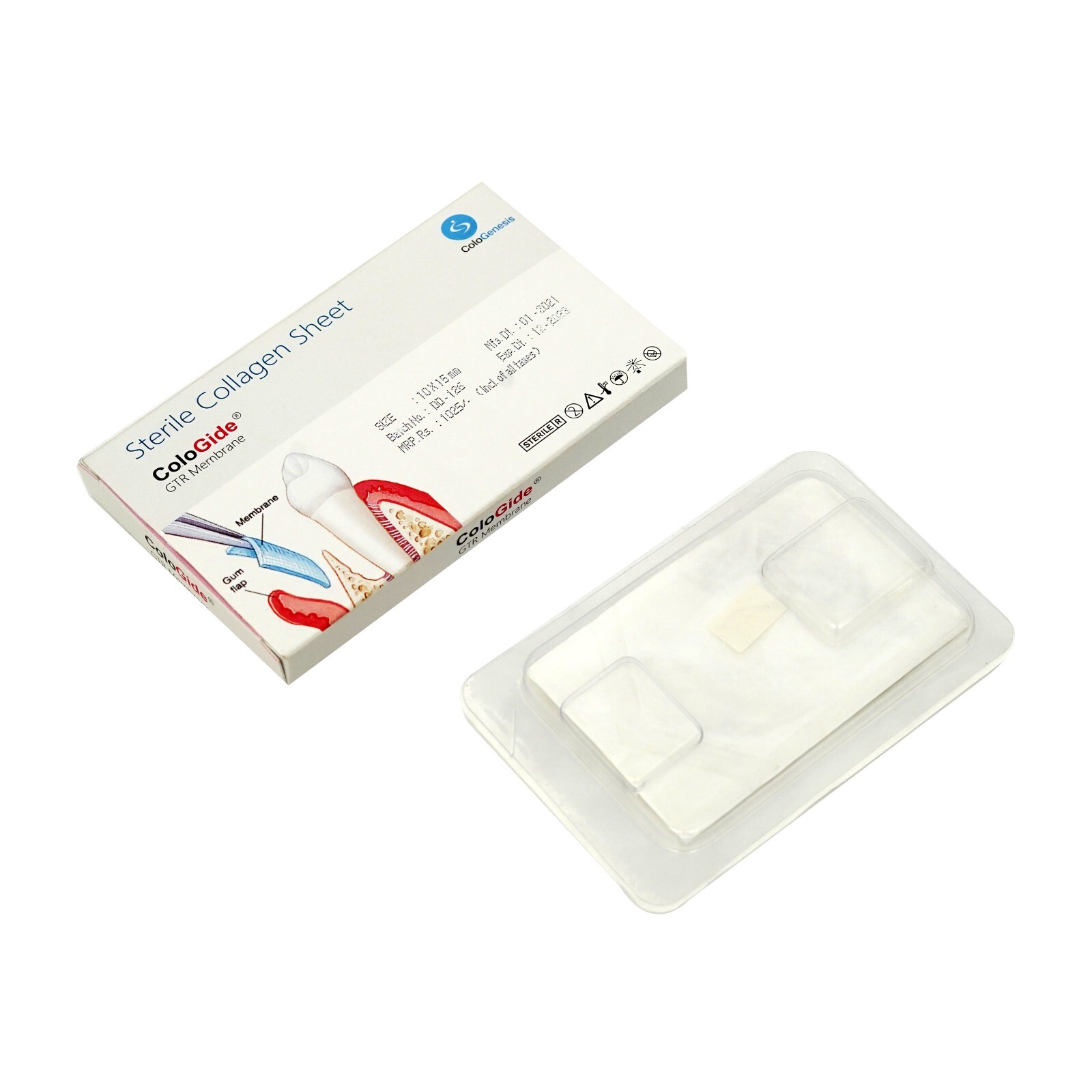 5 Pack of New Colo Gide Sterile Collagen Sheet GTR Membrane 10 x 15mm Free Ship