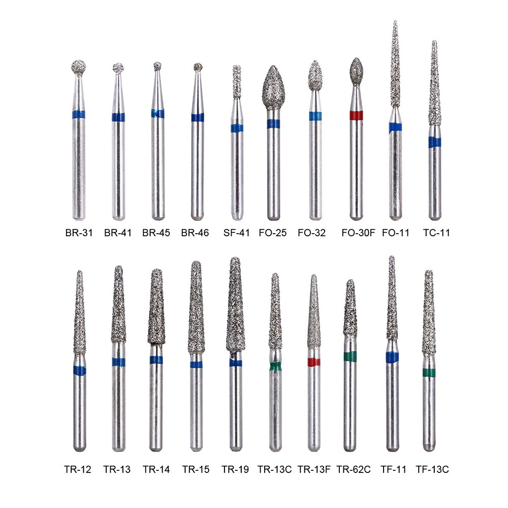 20 Types AZDENT Dental Diamond Burs Kit for High Speed Handpiece Medium FG 1.6MM