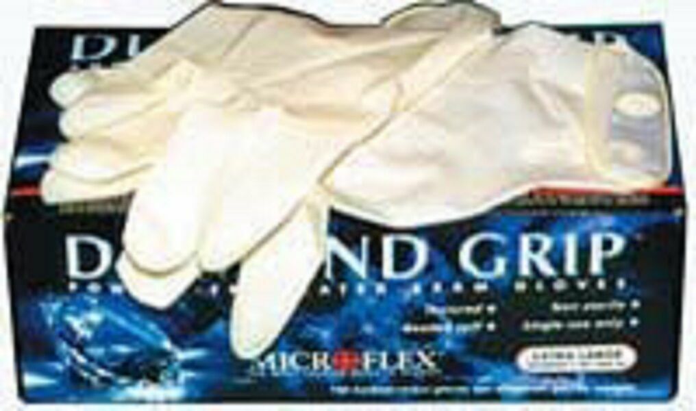 Microflex Diamond Grip Powder-Free Latex Gloves Size Large L Case 10 Boxes