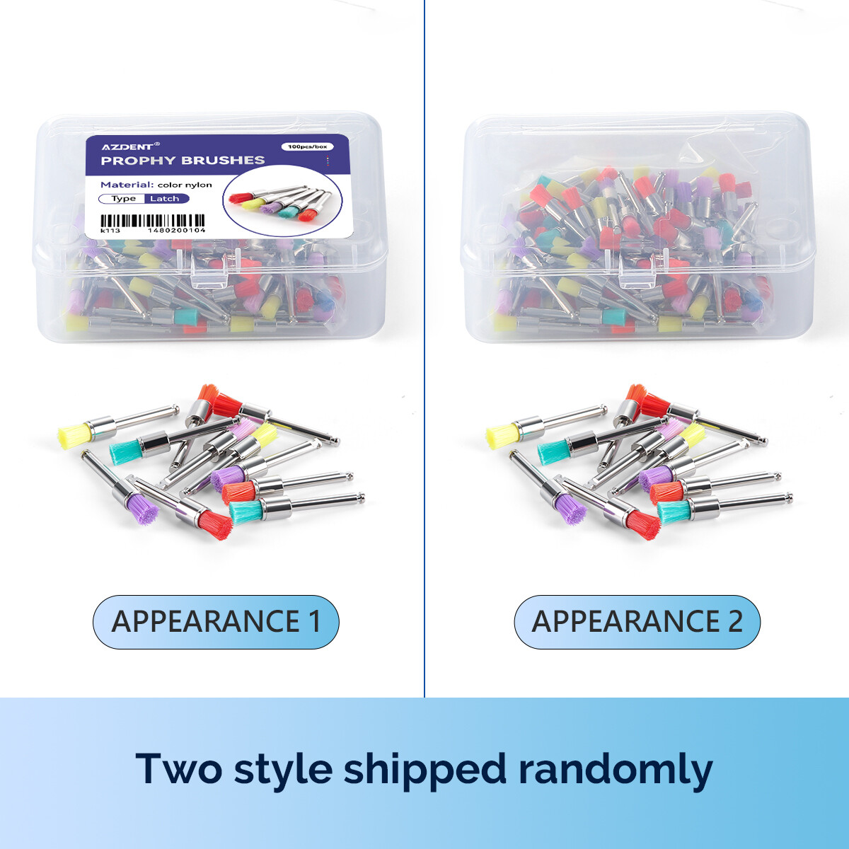 US 100pcs Dental Colorful Nylon Polishing Polisher Prophy Brushes Bowl Flat Type