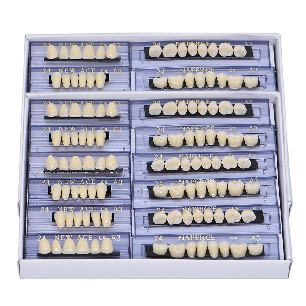 168pc Dental Acrylic Resin Denture 24# A3 Shade False Teeth Full Set Upper Lower