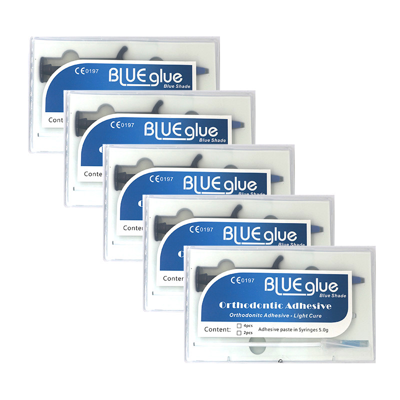 5PCS Dental Orthodontic Blue Glue Adhesive-Light Cure Adhesive paste in syinges