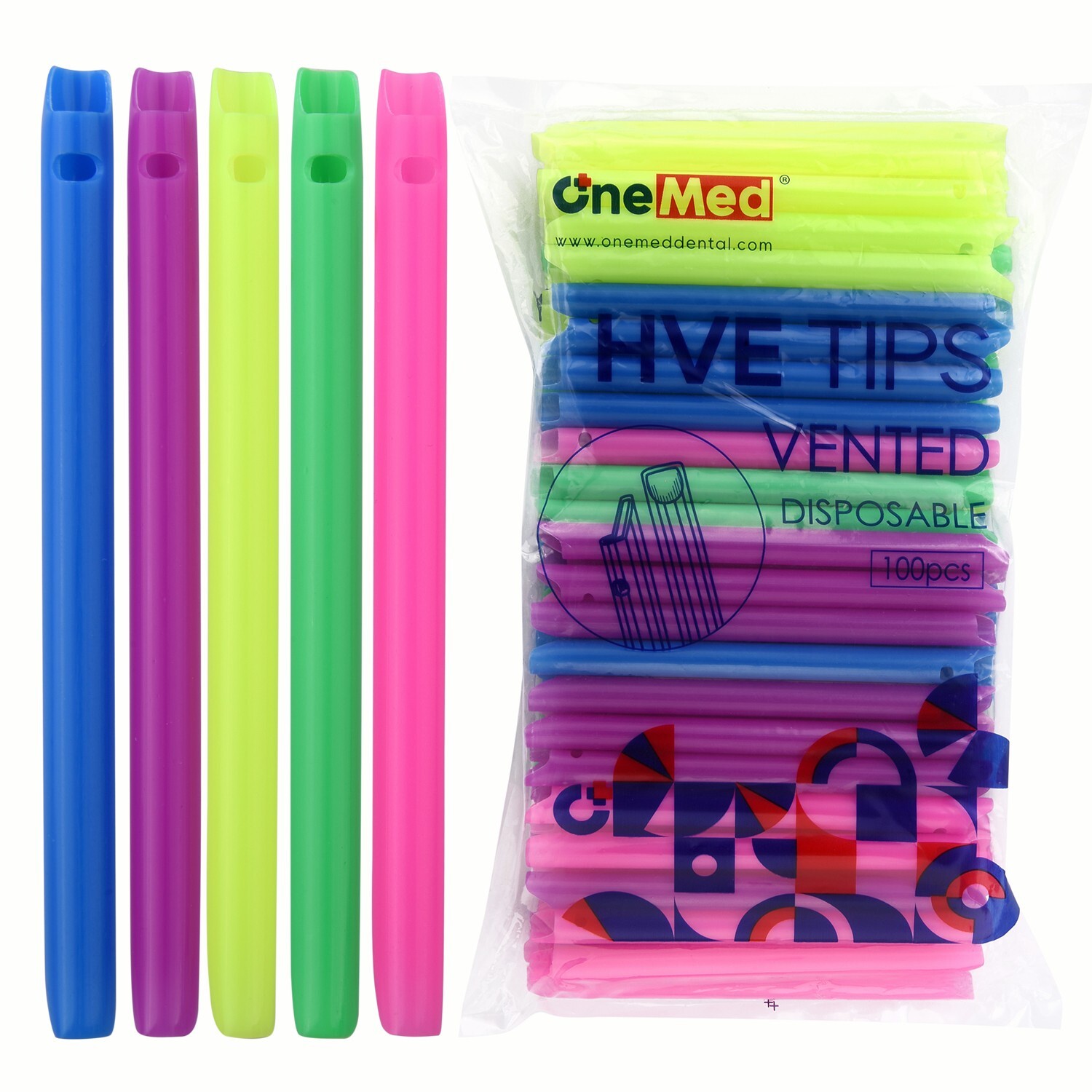 1000Pcs(10Bags)HVE High Volume Evacuation Suction Dental Tips, Vented (Rainbow)
