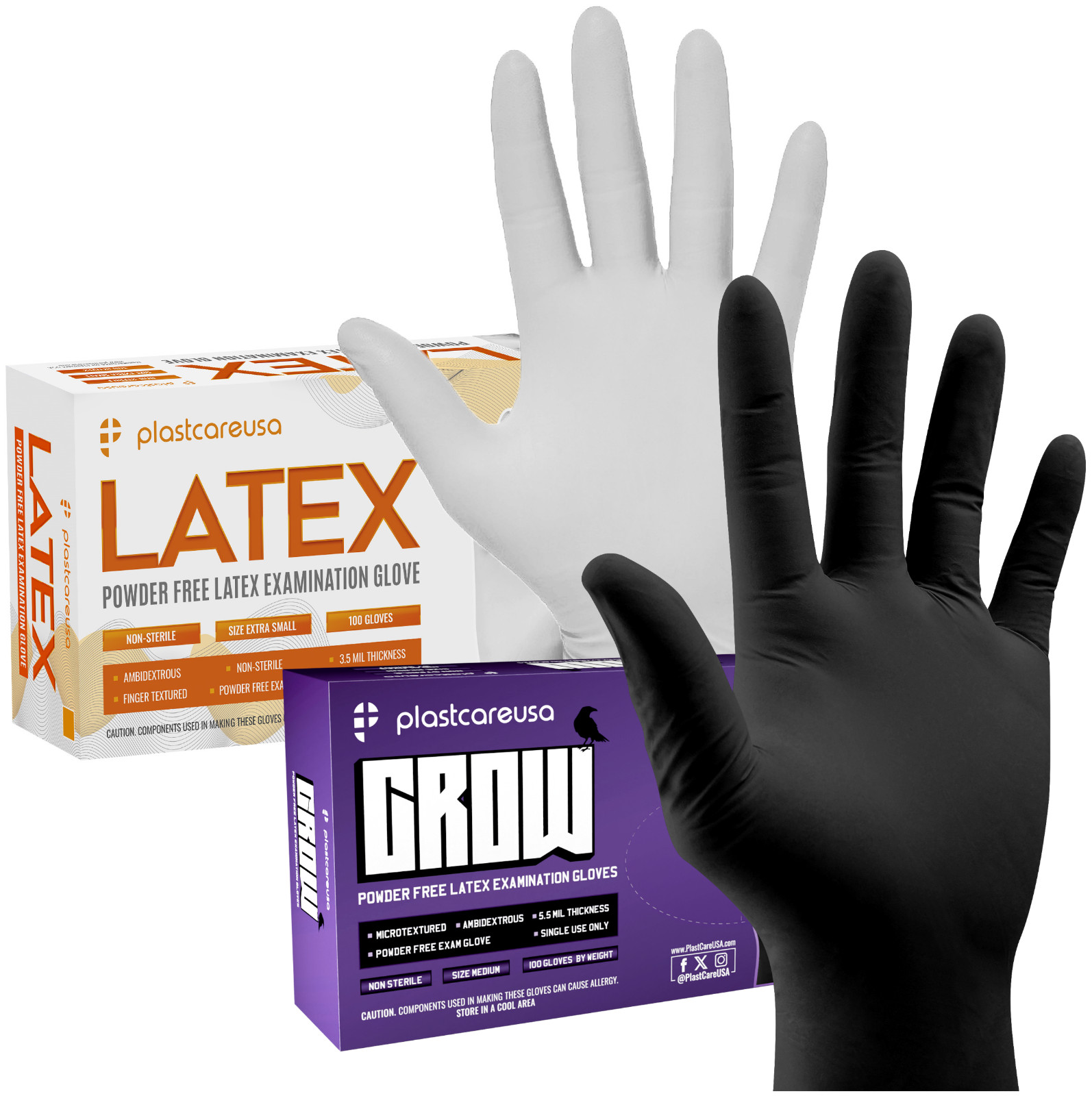 Latex Exam Gloves – Black or White, Medical Disposable, Vinyl & Powder Free