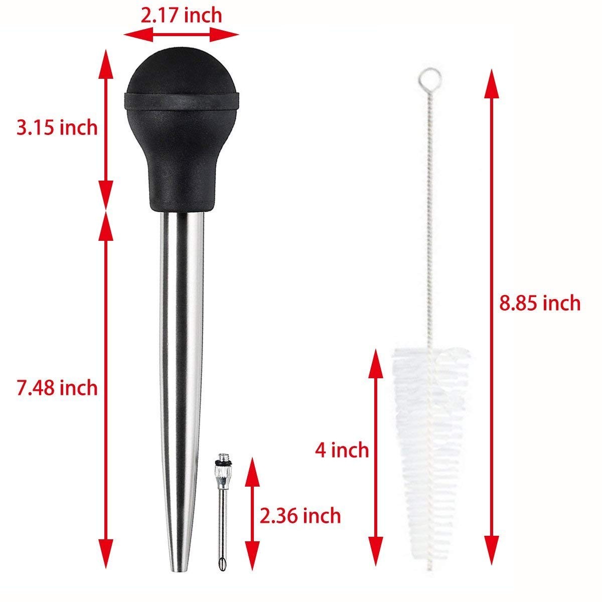 Home Servz 304 Stainless Steel Turkey Baster Syringe 27*6*6CM, Black,silver