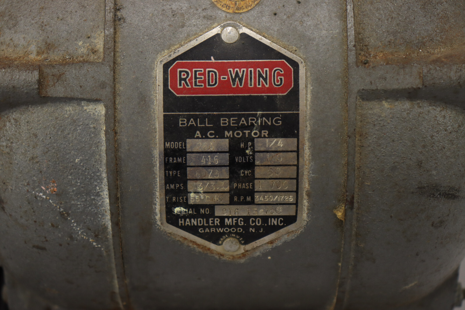 Red Wing 26A 1/4 HP Dental Jewelry Lathe Polisher Ball Bearing Tested & Working