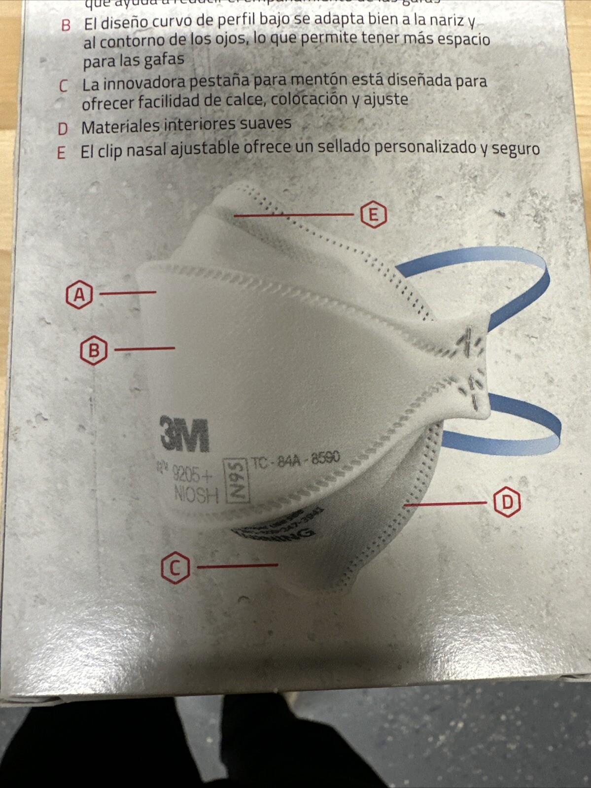3M Aura 9205+N95 NIOSH Approved Particulate Respirator Disposable Pack of 9