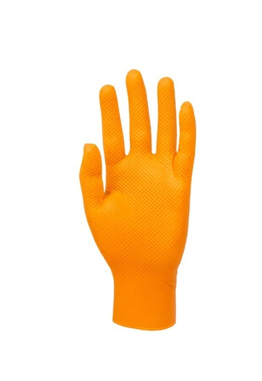 Lavex Pro Orange Heavy-Duty Nitrile Gloves — 8 Mil, Powder-Free Diamond-Textured