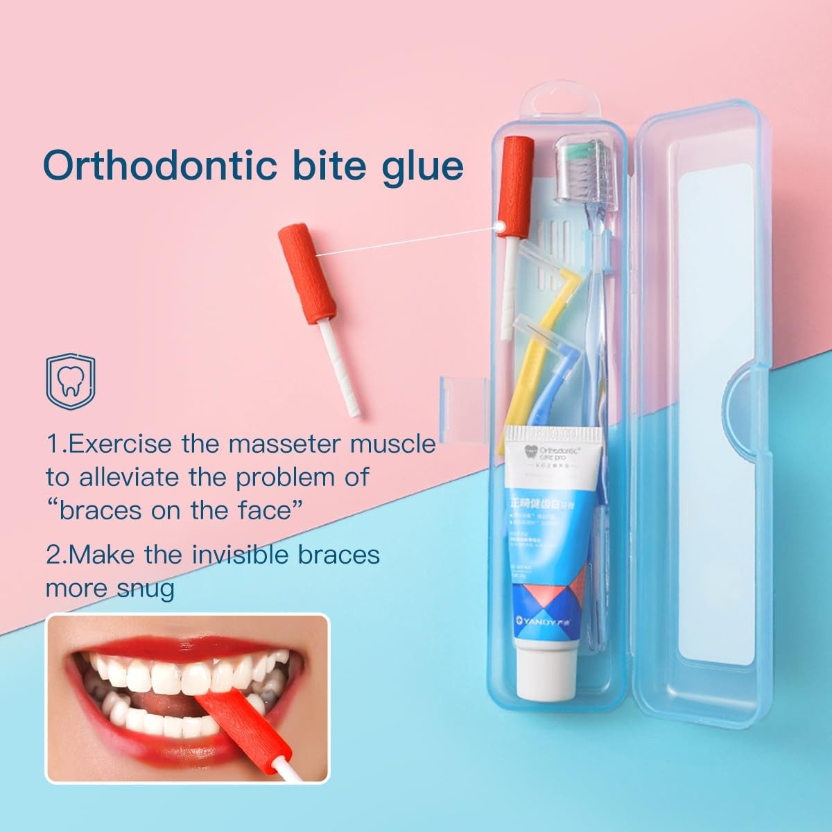 YANDY Portable Orthodontic Oral Care Kit for Braces 1 Count (Pack of 1), Blue