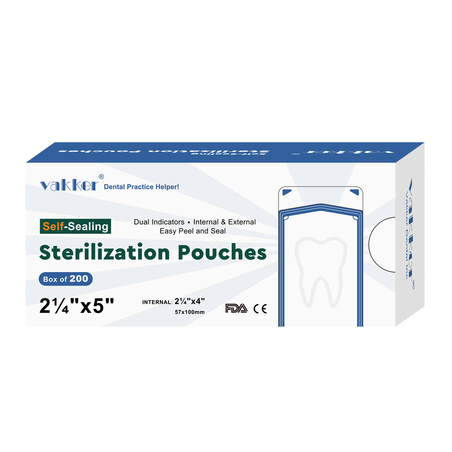 Vakker 400pc 2.25″ x 5″ Dental Self Sealing Sterilization Pouches Autoclave Bags