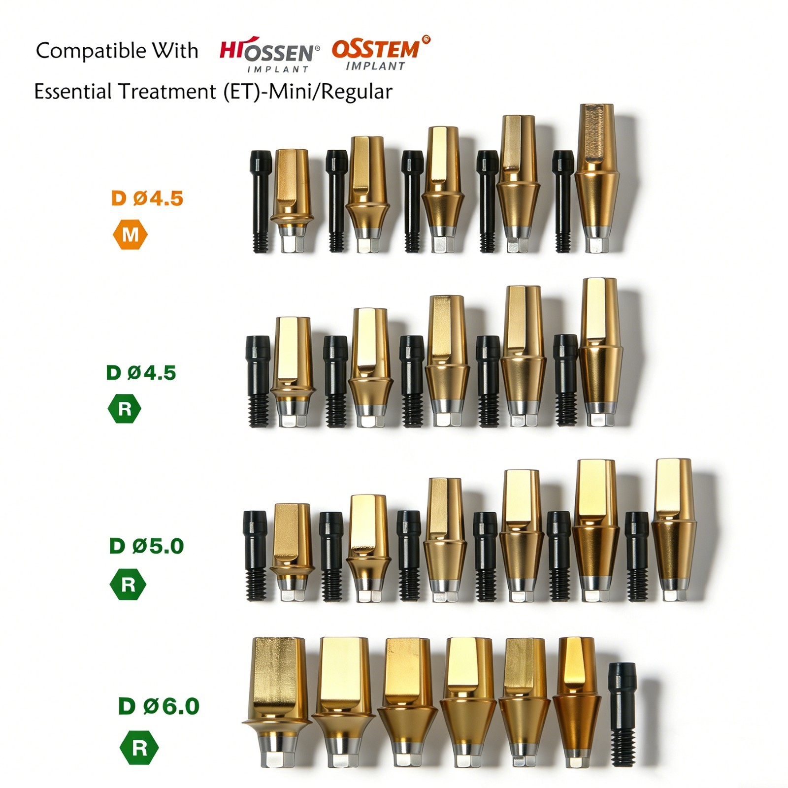 US Titanium Straight Abutment Hex For Hiossen ET Osstem TS Mini Regular Platform