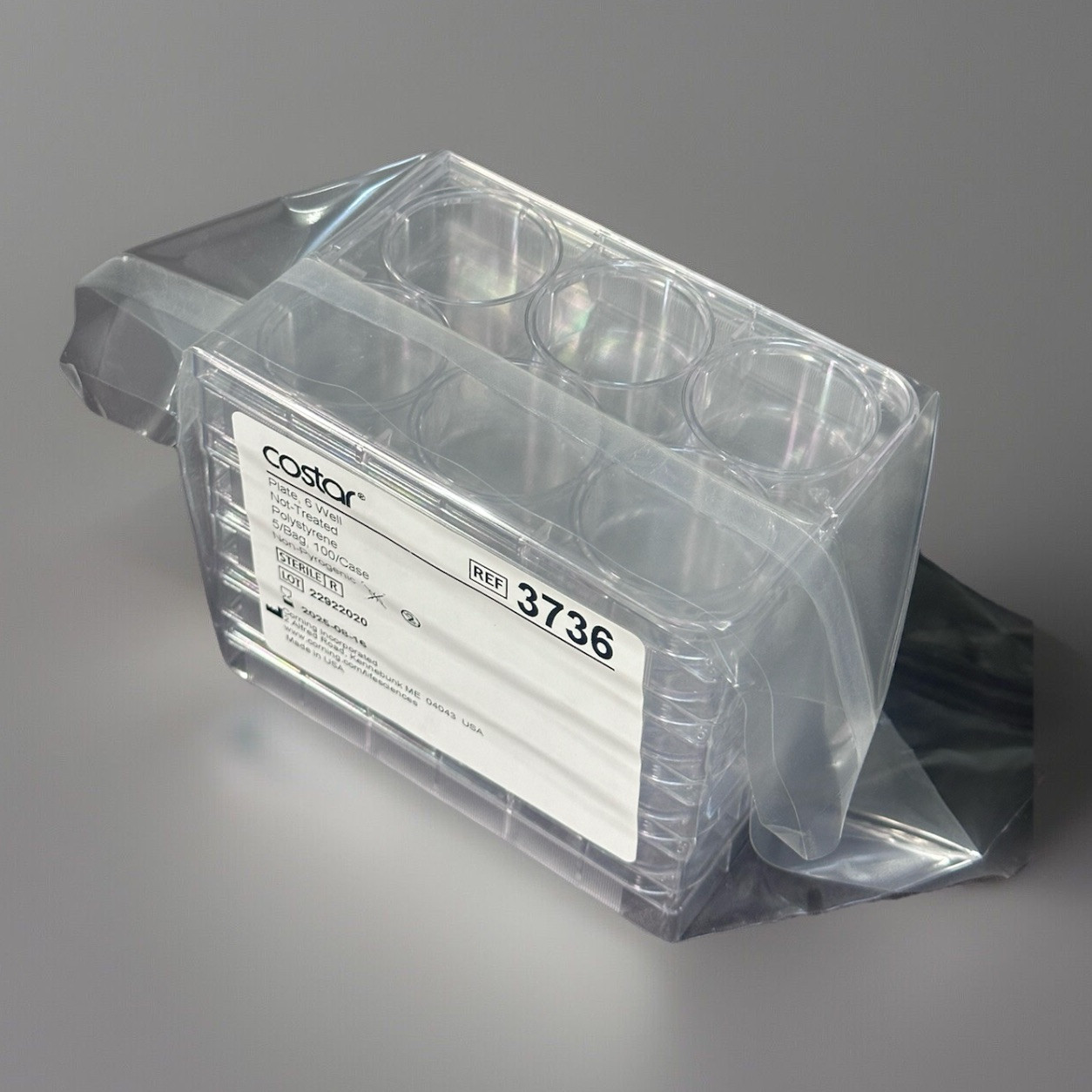 * Sealed 5-Packs Corning Costar 3736 6-Well Clear Plates with Lids