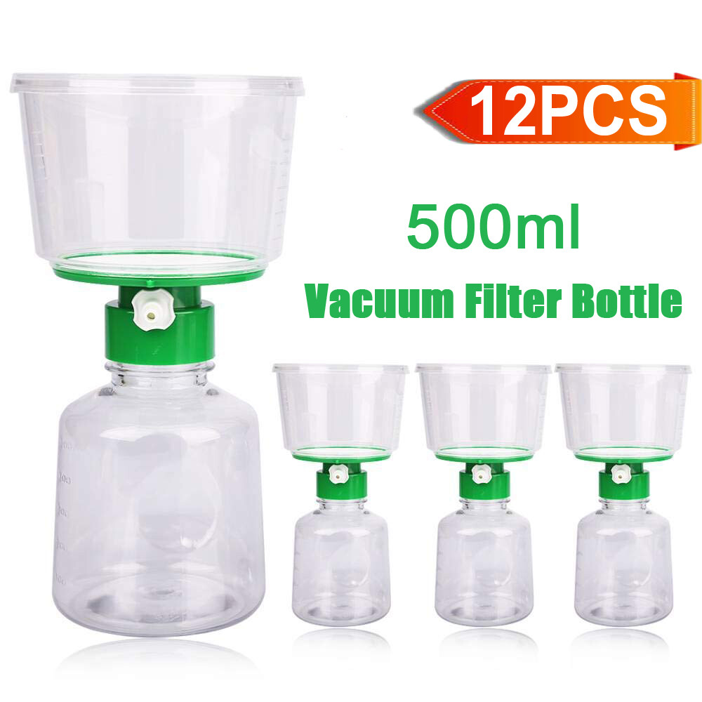 12PCS Vacuum Bottle Top Filters 0.22um PES Membrane 500ml Funnel+500ml Received