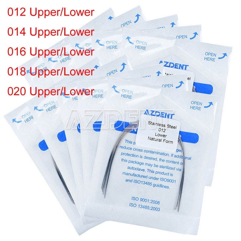10Packs AZDENT Dental Orthodontic Stainless Steel Round Arch Wires Natural Form