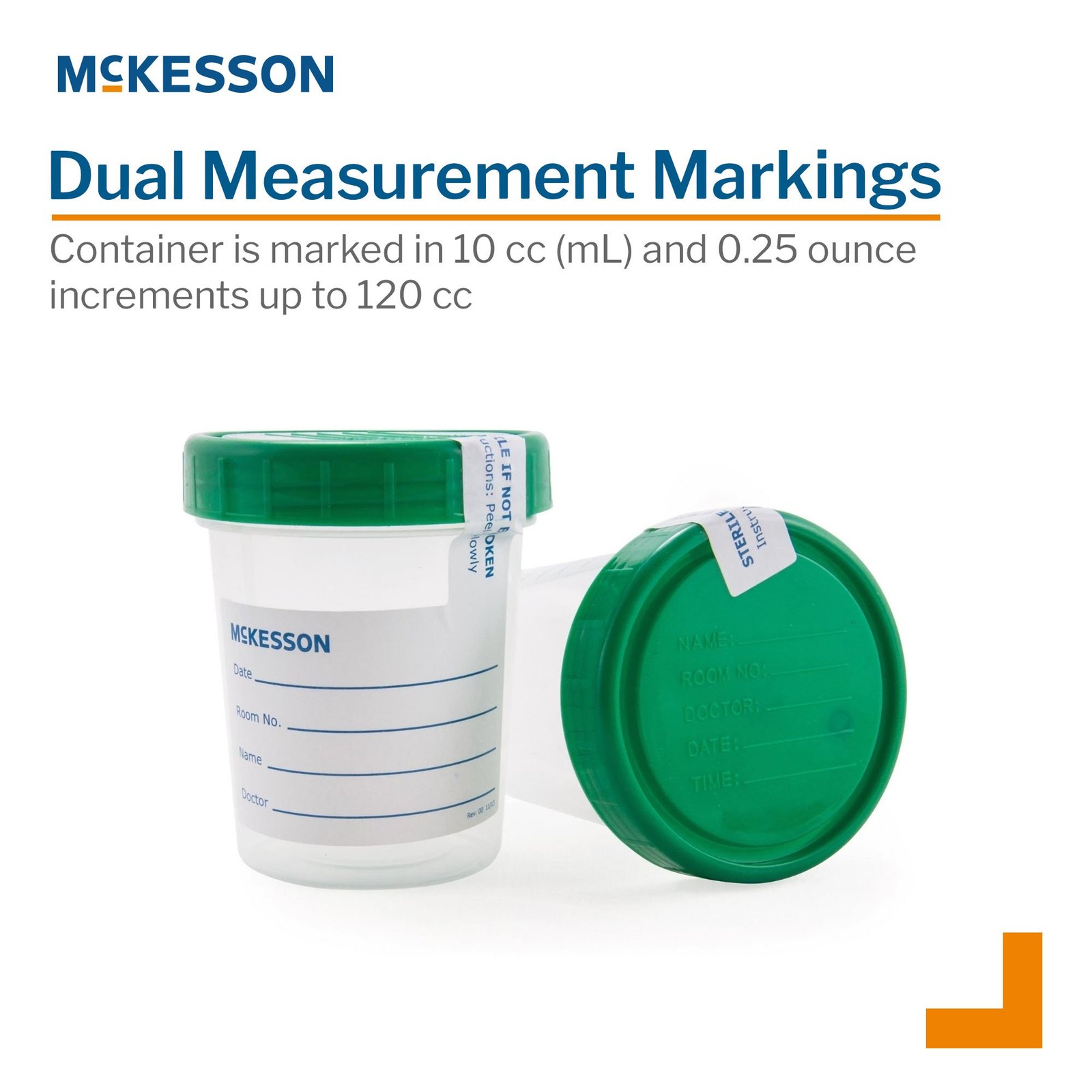 McKesson Specimen Container Sterile Inside Only Screw Cap 100 Ct
