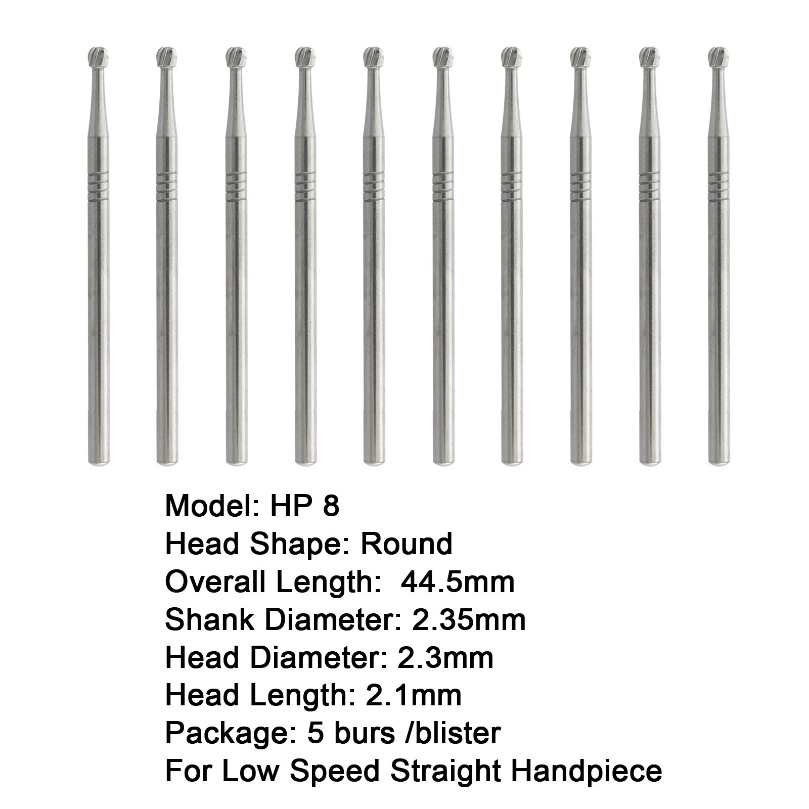 Wave Dental HP Burs Carbide Round HP 1/4 6 8 Long Straight Low Speed Bur 44.5m