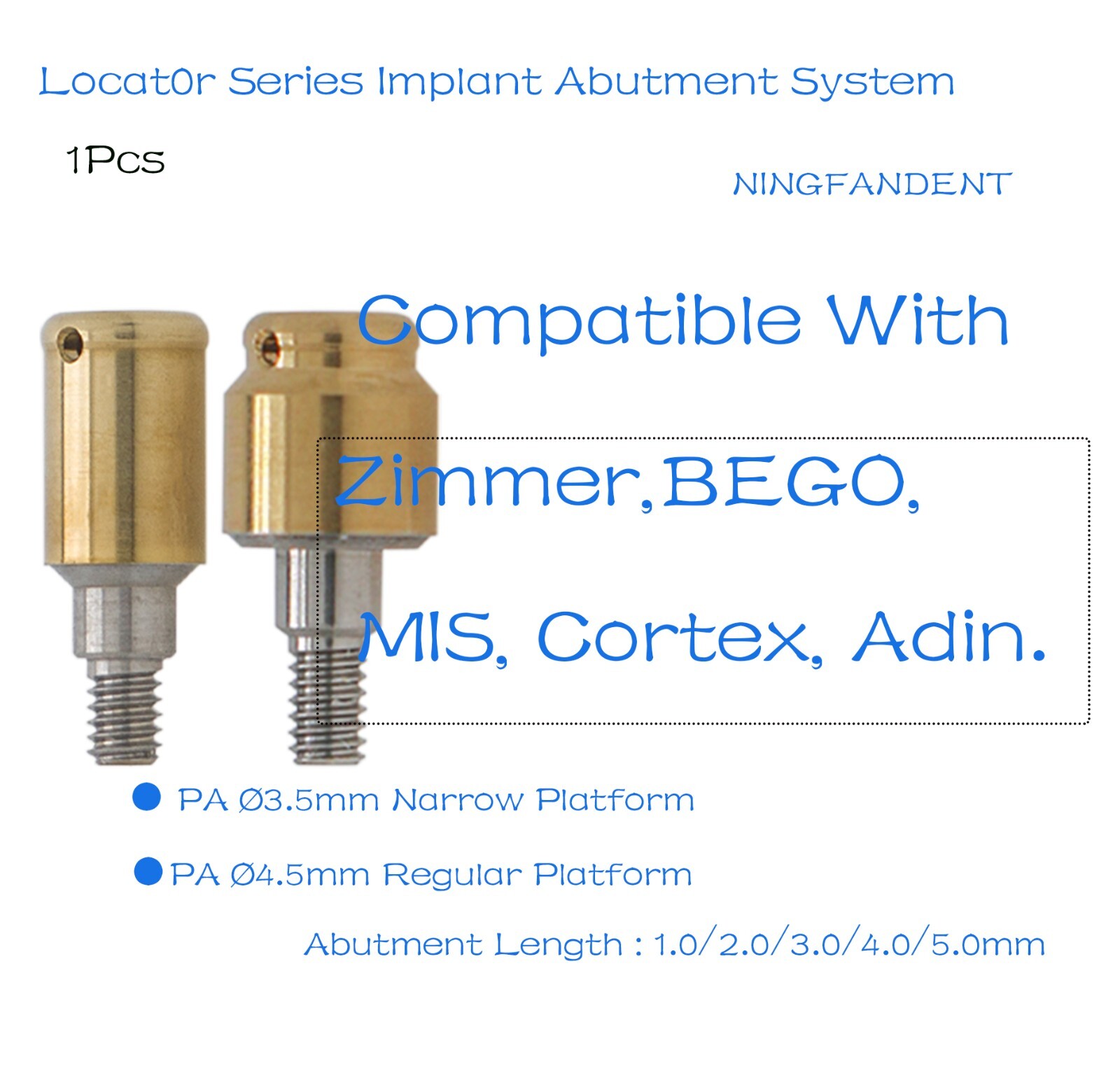 1Pcs Implant Removable Locat0r Abutment Diameter Ø3.5mm/4.5mm,For Zimmer MIS